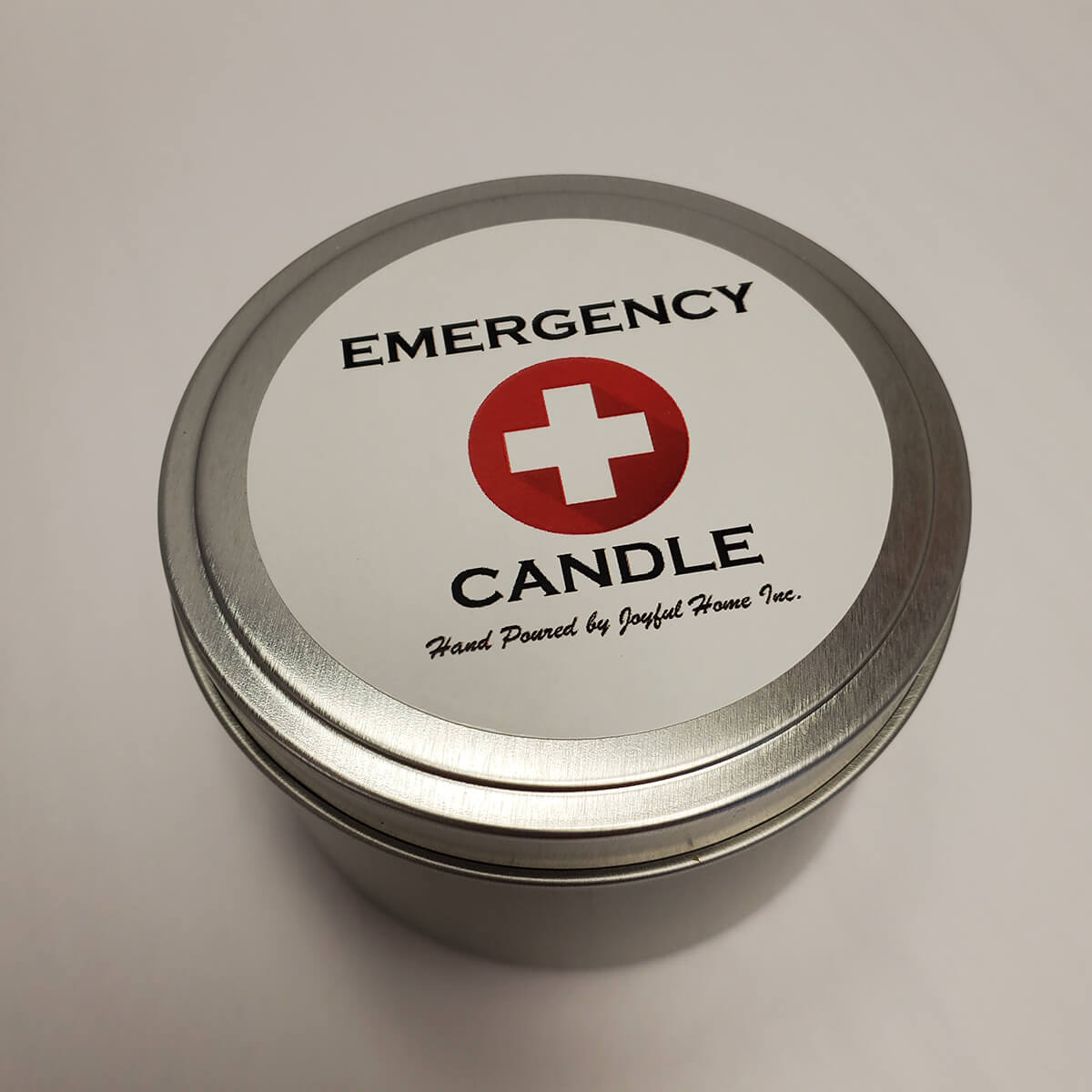 Emergency 8oz Unscented Soy Wax Candle in metal tin