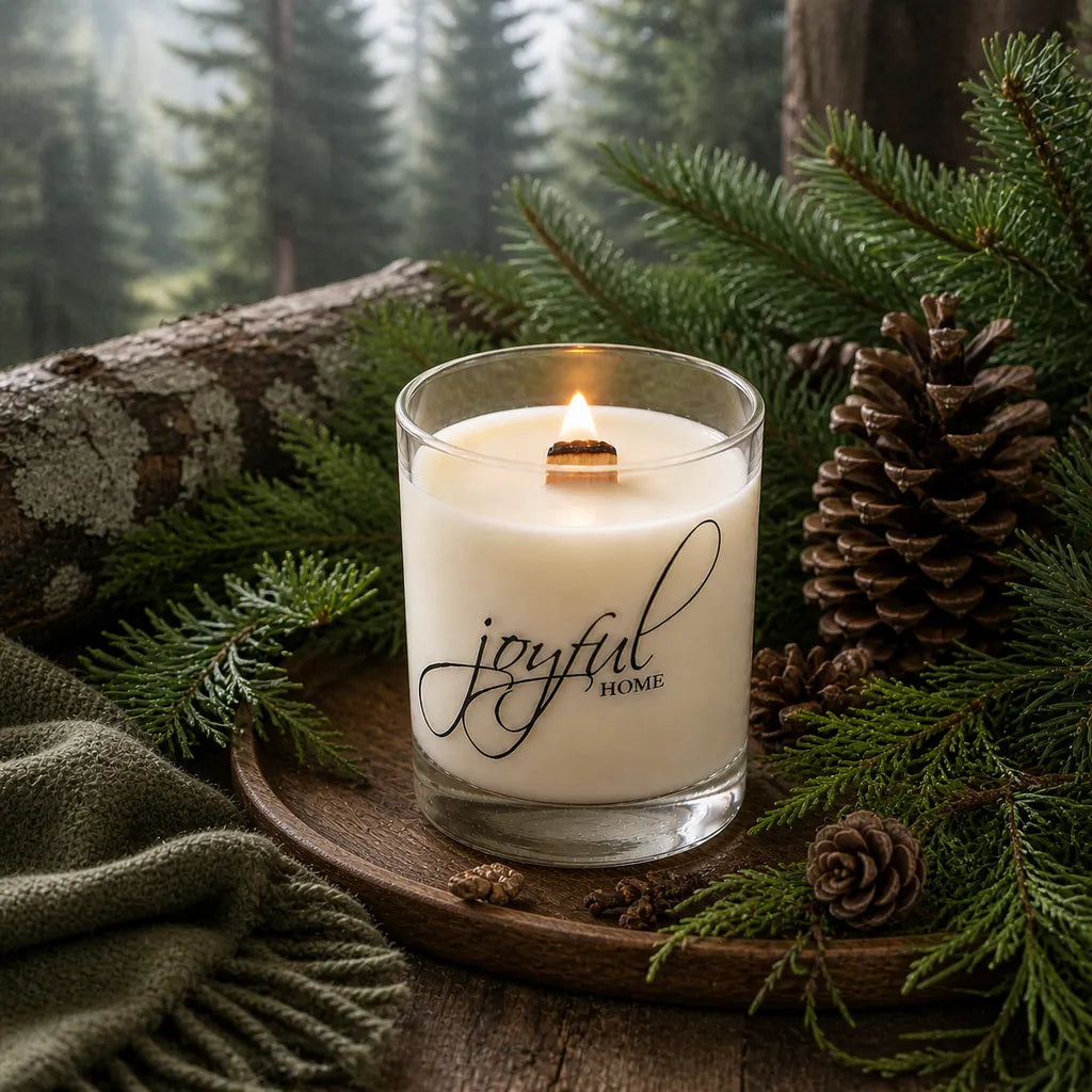 Joyful Home Evergreen Forest Crackling Wooden Wick Soy Wax Candle Joyful Home Evergreen Forest Crackling Wooden Wick Soy Wax Candle