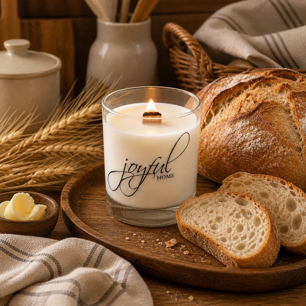 Joyful Home Fresh Baked Bread Crackling Wooden Wick Soy Wax Candle Joyful Home Fresh Baked Bread Crackling Wooden Wick Soy Wax Candle