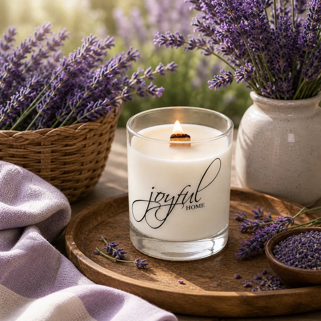Joyful Home Lavender Gardens Crackling Wooden Wick Soy Wax Candle Joyful Home Lavender Gardens Crackling Wooden Wick Soy Wax Candle