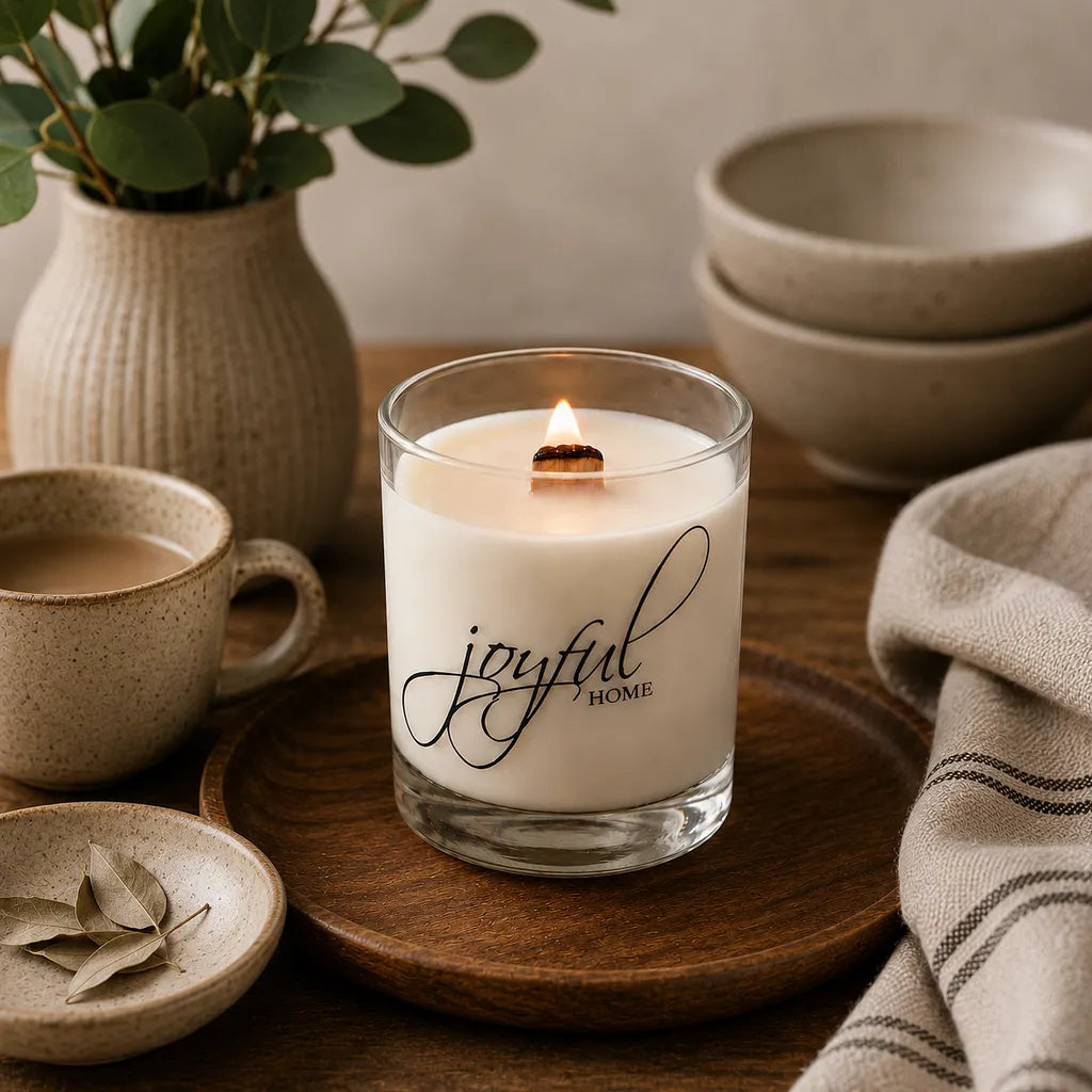 Joyful Home Pure Crackling Wooden Wick Soy Wax Candle Scene Joyful Home Pure Crackling Wooden Wick Soy Wax Candle Scene