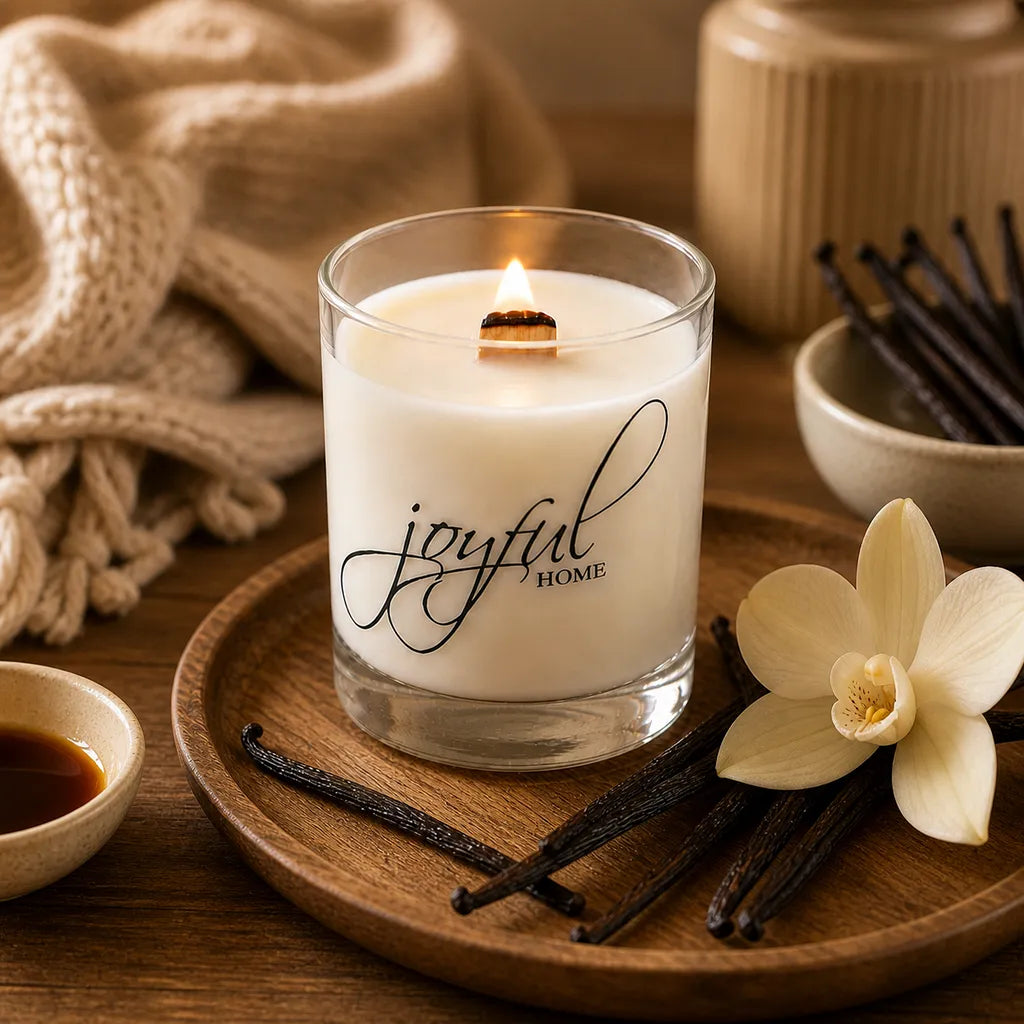 Joyful Home Vanilla Bean Crackling Wooden Wick Soy Wax Candle Joyful Home Vanilla Bean Crackling Wooden Wick Soy Wax Candle