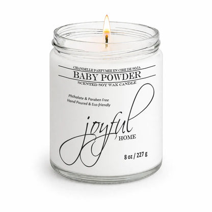 Joyful Home Baby Powder Soy Wax Candle 8oz Dye Free