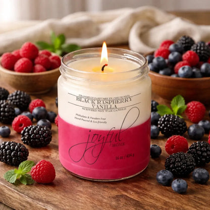Joyful Home Black Raspberry Vanilla Soy Wax Candle 16oz 2 Scene