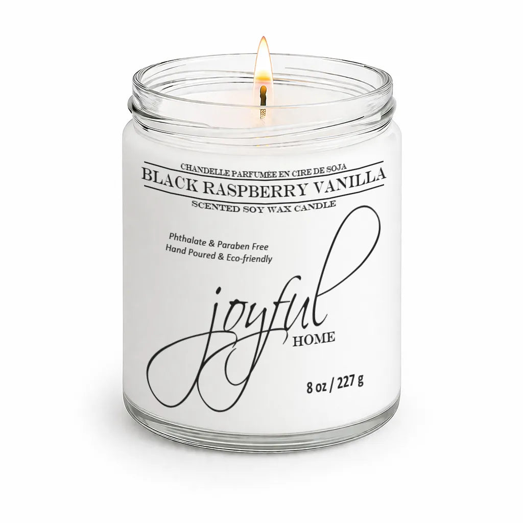 Joyful Home Black Raspberry Vanilla Soy Wax Candle 8oz Dye Free