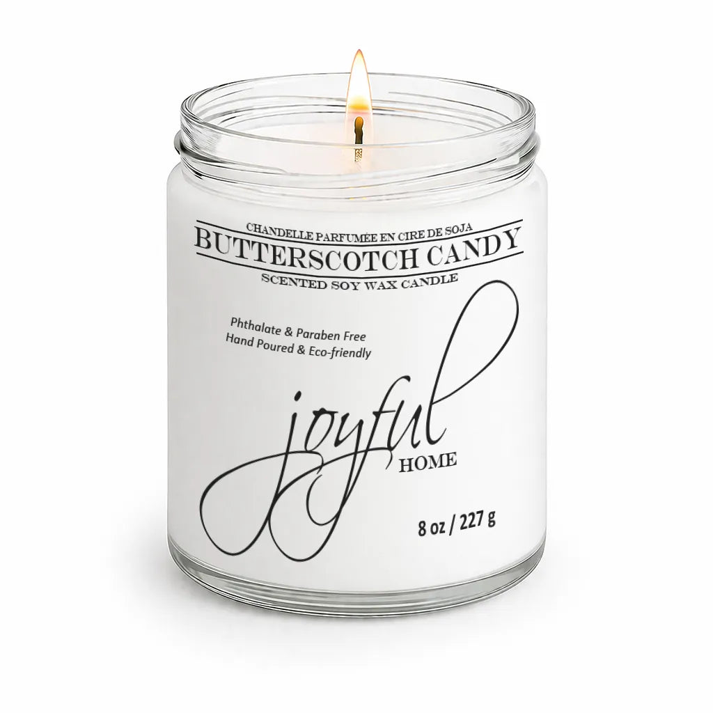 Joyful Home Butterscotch Candy Soy Wax Candle 8oz Dye Free