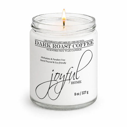 Joyful Home Dark Roast Coffee Soy Wax Candle 8oz Dye Free