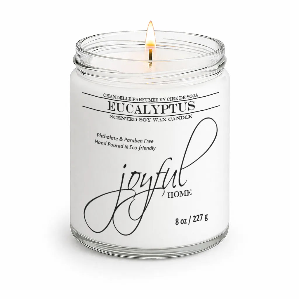 Joyful Home Eucalyptus Soy Wax Candle 8oz Dye Free