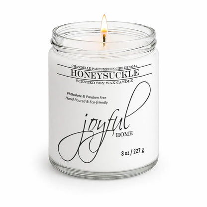 Joyful Home Honeysuckle Soy Wax Candle 8oz Dye Free