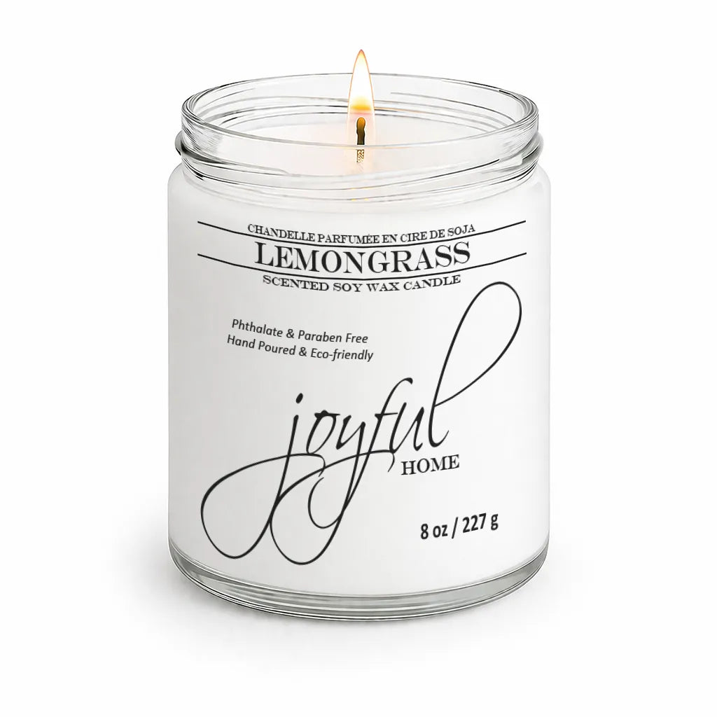 Joyful Home Lemongrass Soy Wax Candle 8oz Dye Free