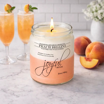 Joyful Home Peach Bellini Soy Wax Candle 16oz Scene