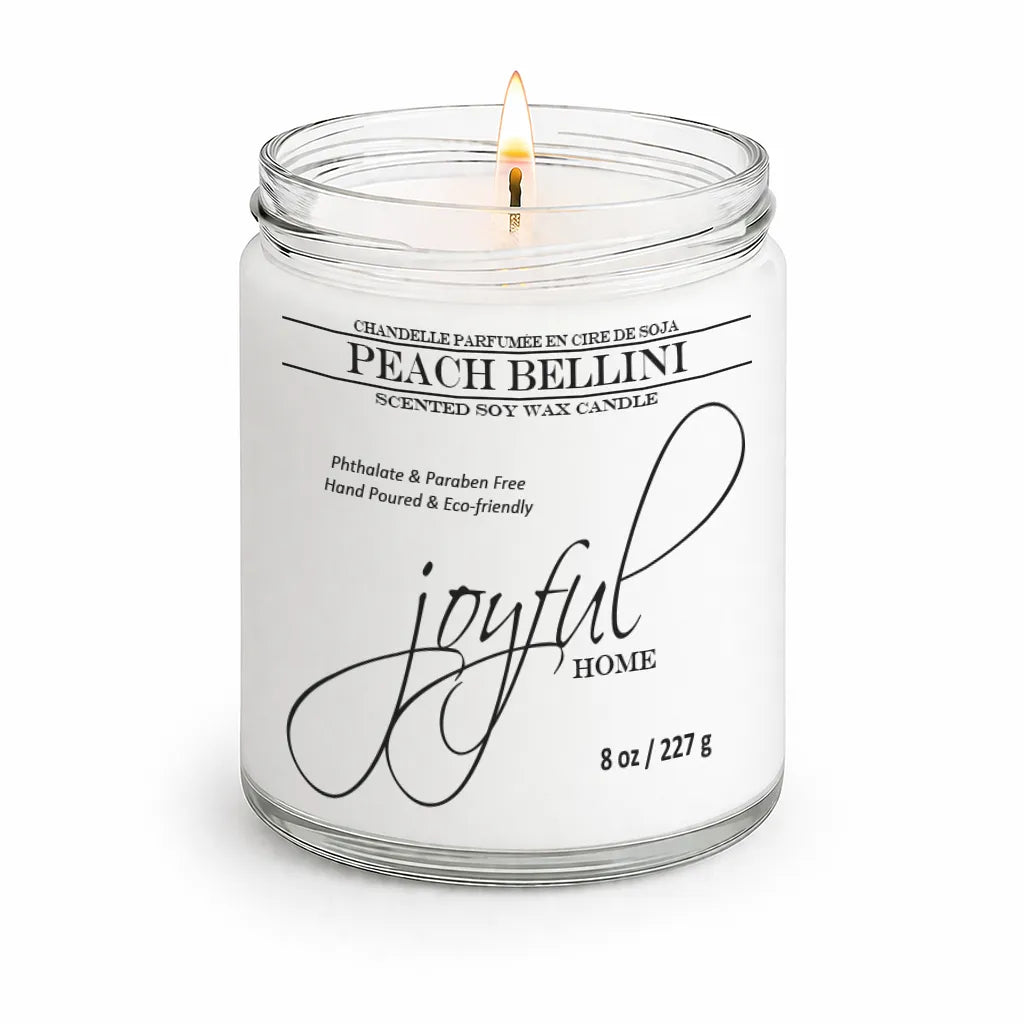 Joyful Home Peach Bellini Soy Wax Candle 8oz Dye Free