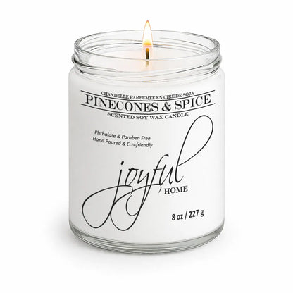 Joyful Home Pinecones Spice Soy Wax Candle 8oz Dye Free