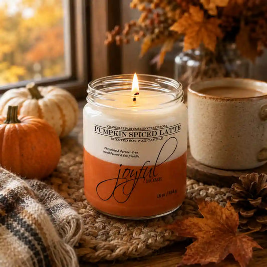 Joyful Home Pumpkin Spiced Latte Soy Wax Candle 16oz Scene