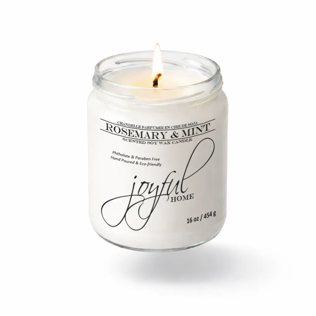 Joyful Home Rosemary Mint Soy Wax Candle 16oz Dye Free