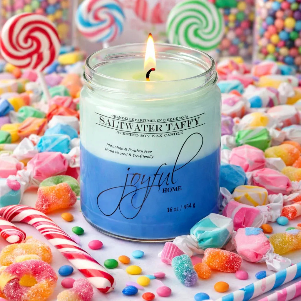 Joyful Home Saltwater Taffy Soy Wax Candle 16oz Scene