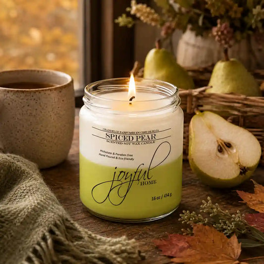 Joyful Home Spiced Pear Soy Wax Candle 16oz Scene