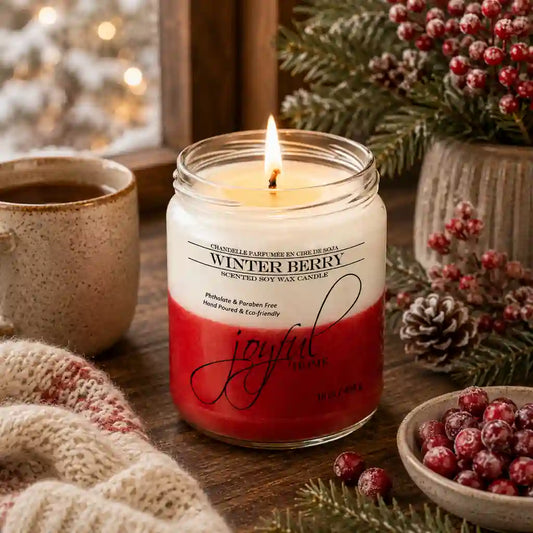 Joyful Home Winter Berry Soy Wax Candle 16oz Scene