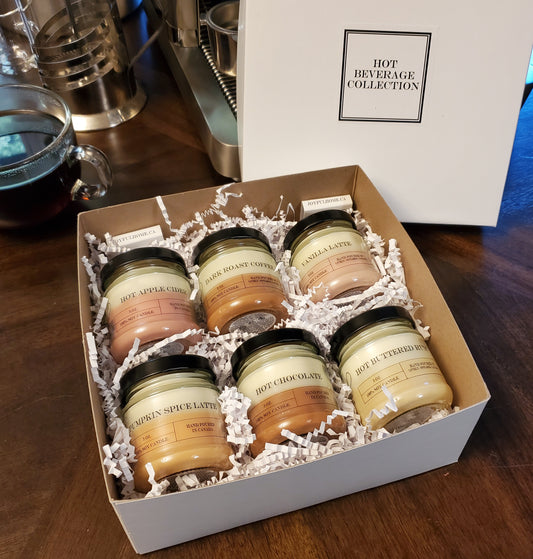 Hot Beverage Collection Sample Box Set - Six Soy Wax Candles