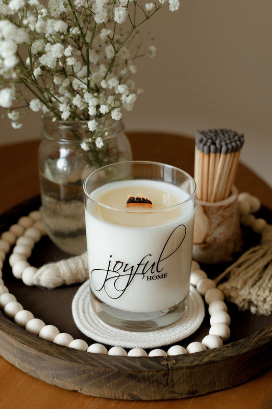 All Natural Unscented Wooden Wick Candle - Joyful Home Inc.